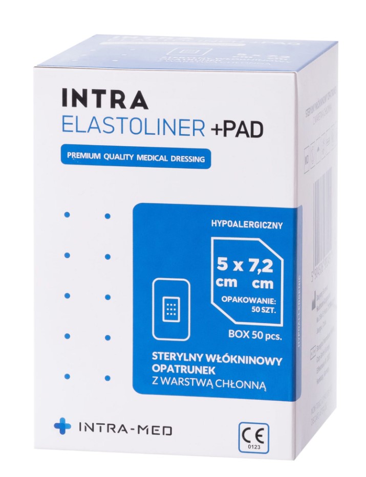 Пов'язка з абсорбуючою подушечкою 5см х 7,2см 50шт ELASTOLINER+PAD