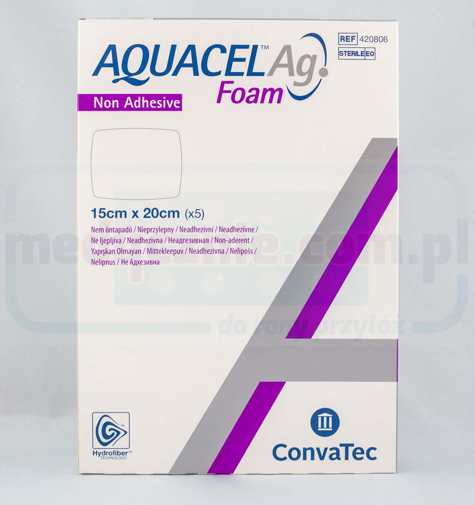 Aquacel Foam Ag неадгезивна багатошарова пінопластова пов'язка 15*20см 1шт