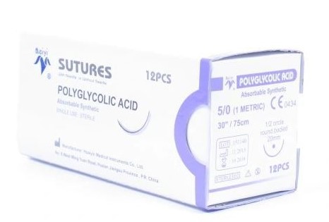 Хірургічна нитка, що розсмоктується PGA 1 довжиною 75 см, голка 40 мм, 3/8 кола, трикутна 1 шт.