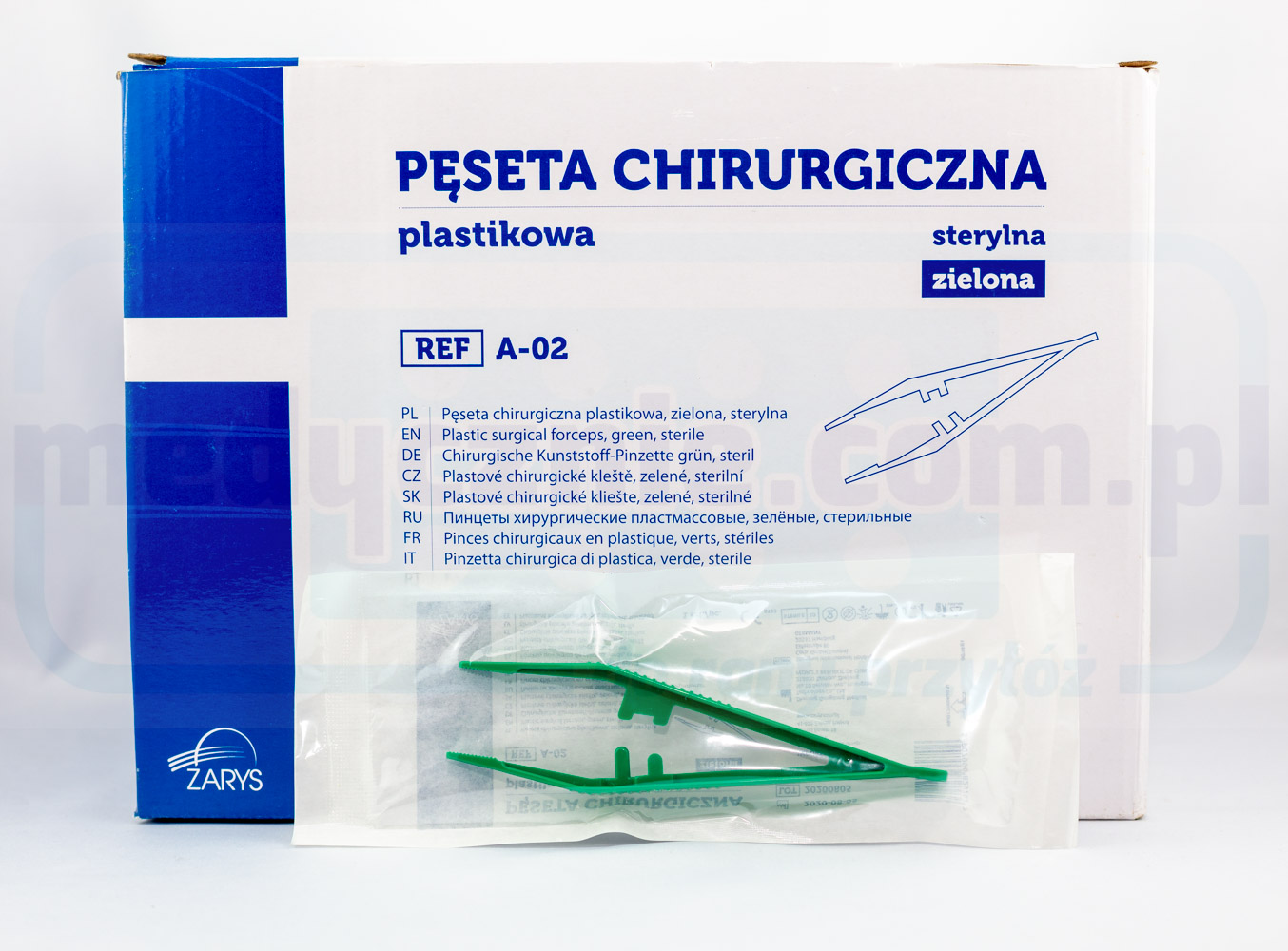 Пінцет стерильний h.u. 13см зелений
