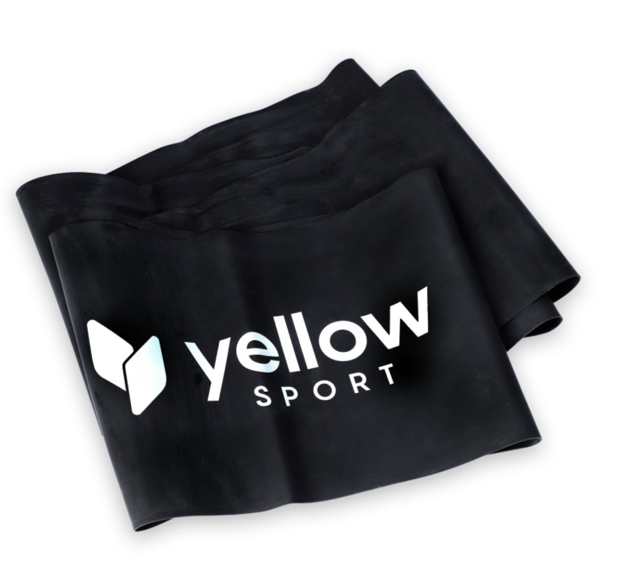 Гумка для тренувань жовта, стрічка чорна, опір 12-15 кг