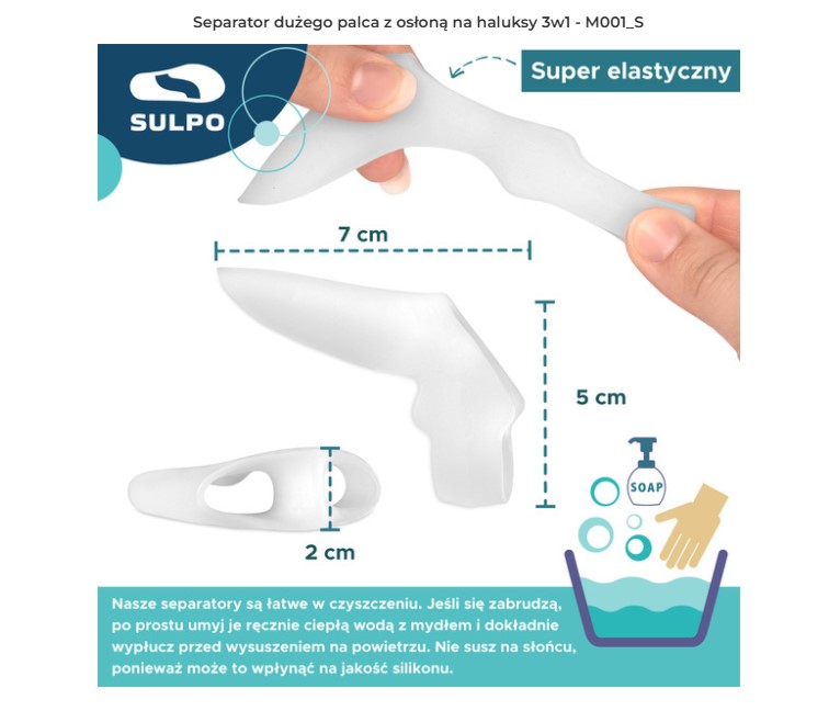 Hallux - M001_SA 1шт роздільник великого пальця ноги з чохлом 3в1 hallux - Зображення 2