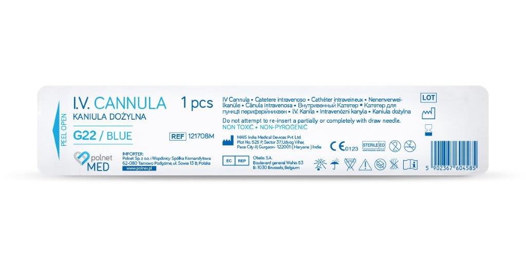 Venflon POLnet-FIX 0.9*25мм G22 синій