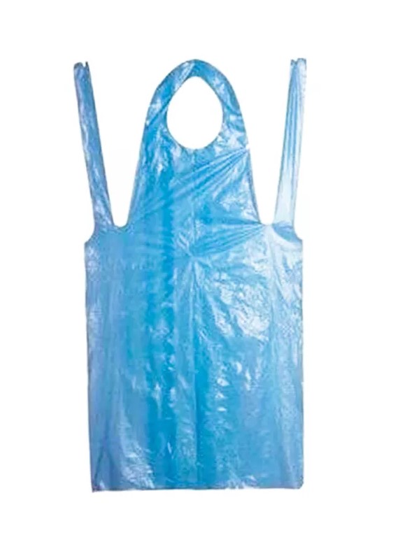 Халат пластиковий нестерильний 100шт синій