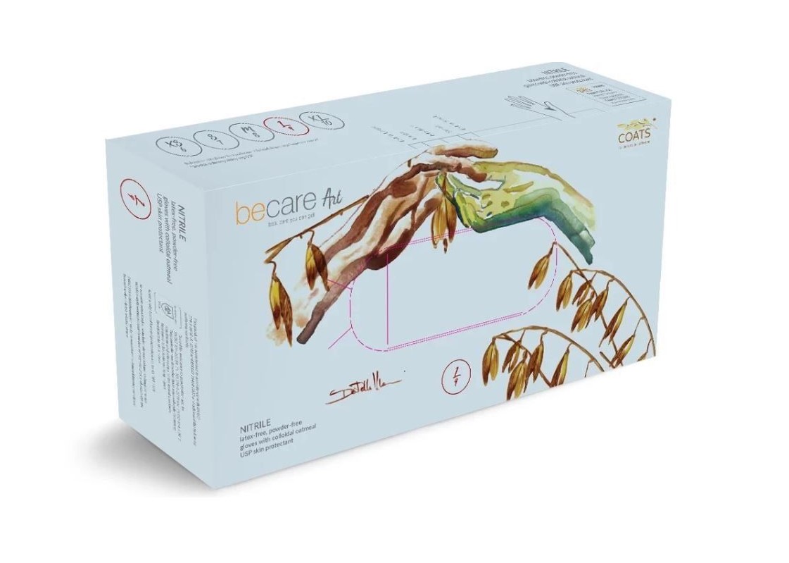 Рукавички нітрилові з вівсянкою BECARE M 200шт