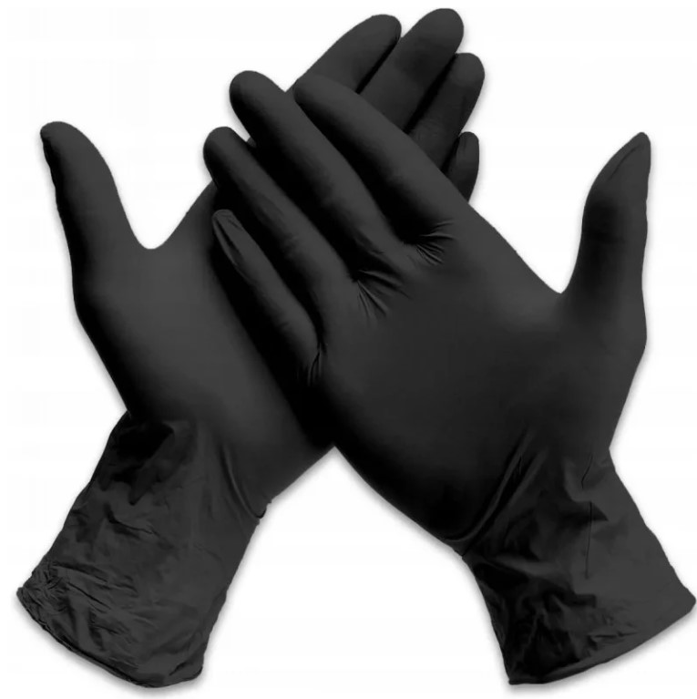 Нітрилові рукавички чорні S 100шт без пудри