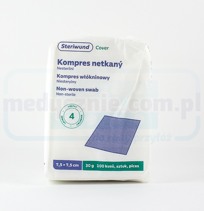 Компрес нестерильний нетканий 7,5*7,5см 100шт 30г 4Вт