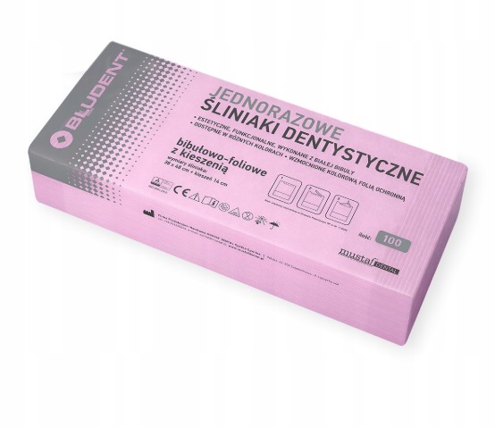 Стоматологічний нагрудник з кишенею 100шт рожевий Mustaf Dental - Зображення 2