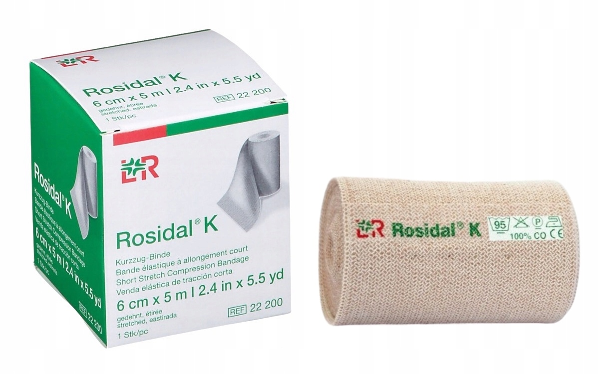 Еластичний джгут Rosidal K 6см*5м 1шт короткорозтяжний еластичний