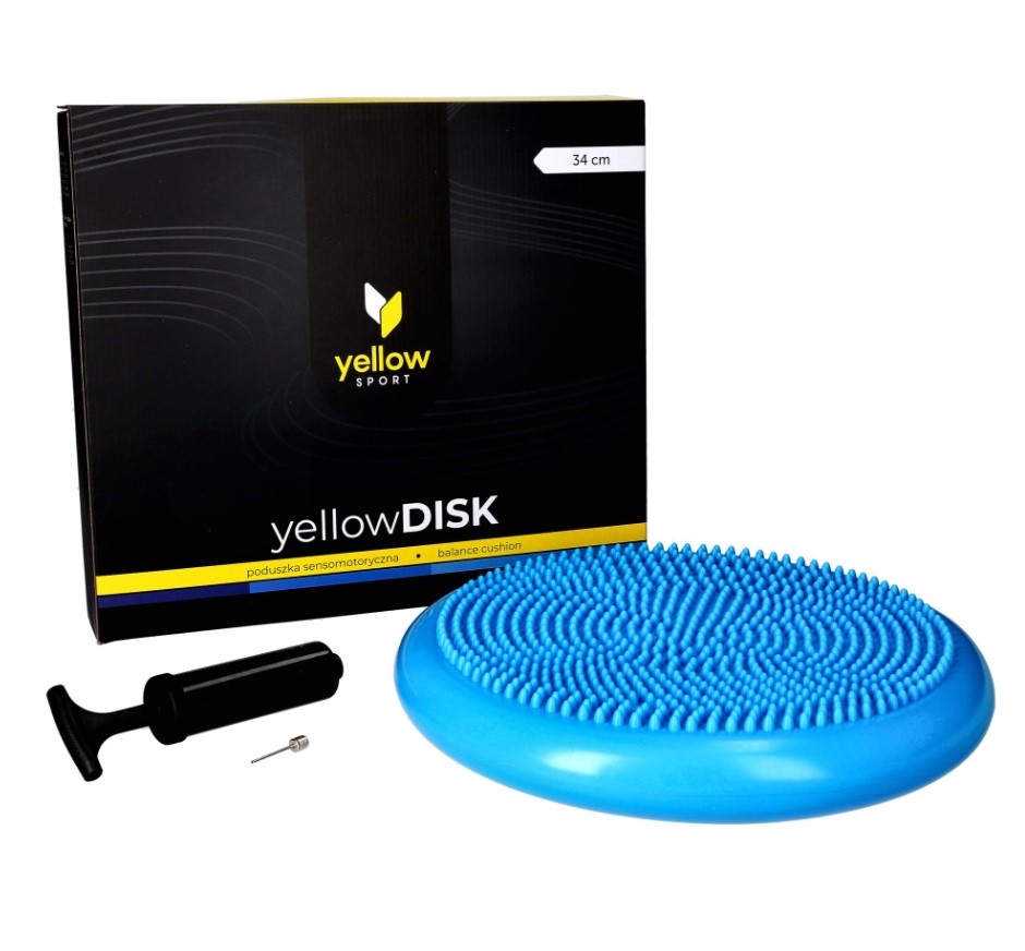 Сенсомоторна подушка жовта ДИСК з помпою синій