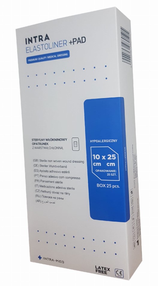 Пов'язка з абсорбуючою подушечкою ELASTOLINER+PAD 10см х 25см 25шт