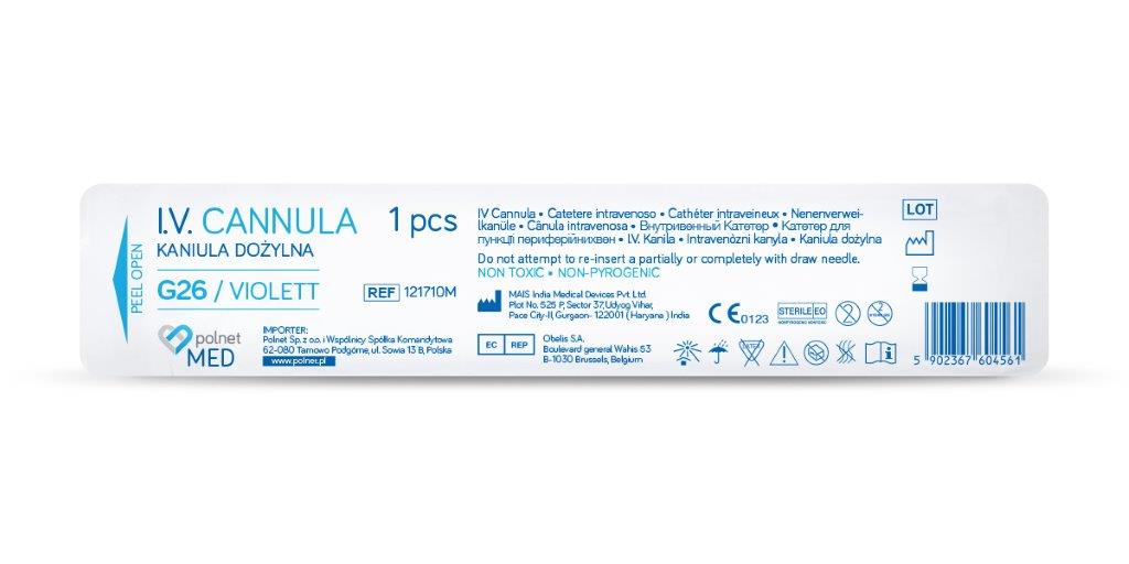 Venflon POLnet-FIX 0.62*19мм G26 фіолетовий