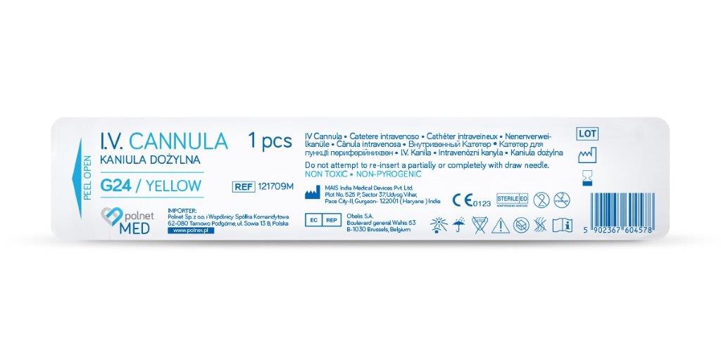 Venflon POLnet-FIX 0.7*19мм G24 жовтий