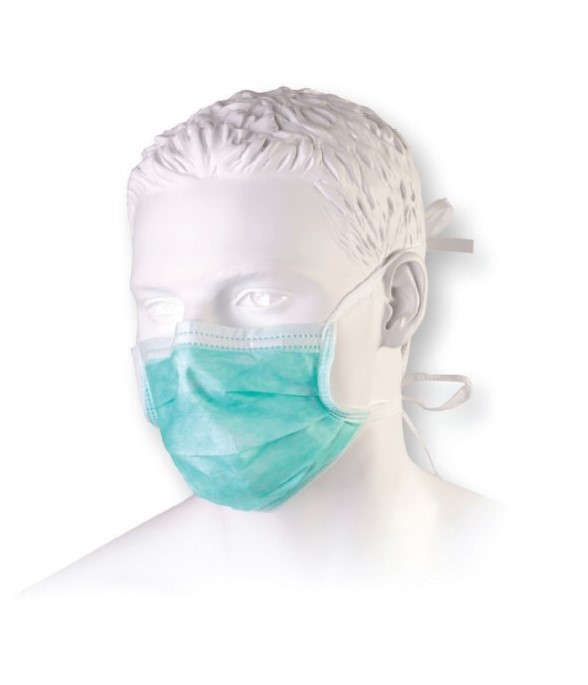 Зелена брючна хірургічна маска 50шт тип II медична, тришарова