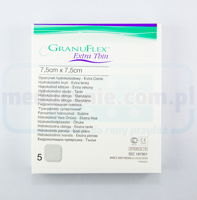 Гідроколоїдна пов'язка Granuflex Extra Thin 7,5*7,5 см гідроколоїдна 1шт.