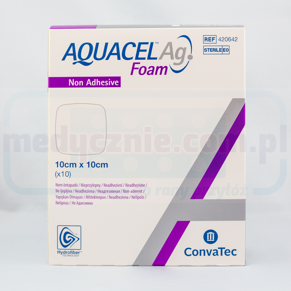 Aquacel Foam Ag неадгезивна багатошарова пінопластова пов'язка 10*10см 1шт