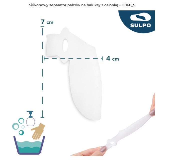 Hallux valgus - Сепаратор D060 1шт силіконовий сепаратор для пальців ніг при вальгусній деформації стопи з чохлом - Зображення 2