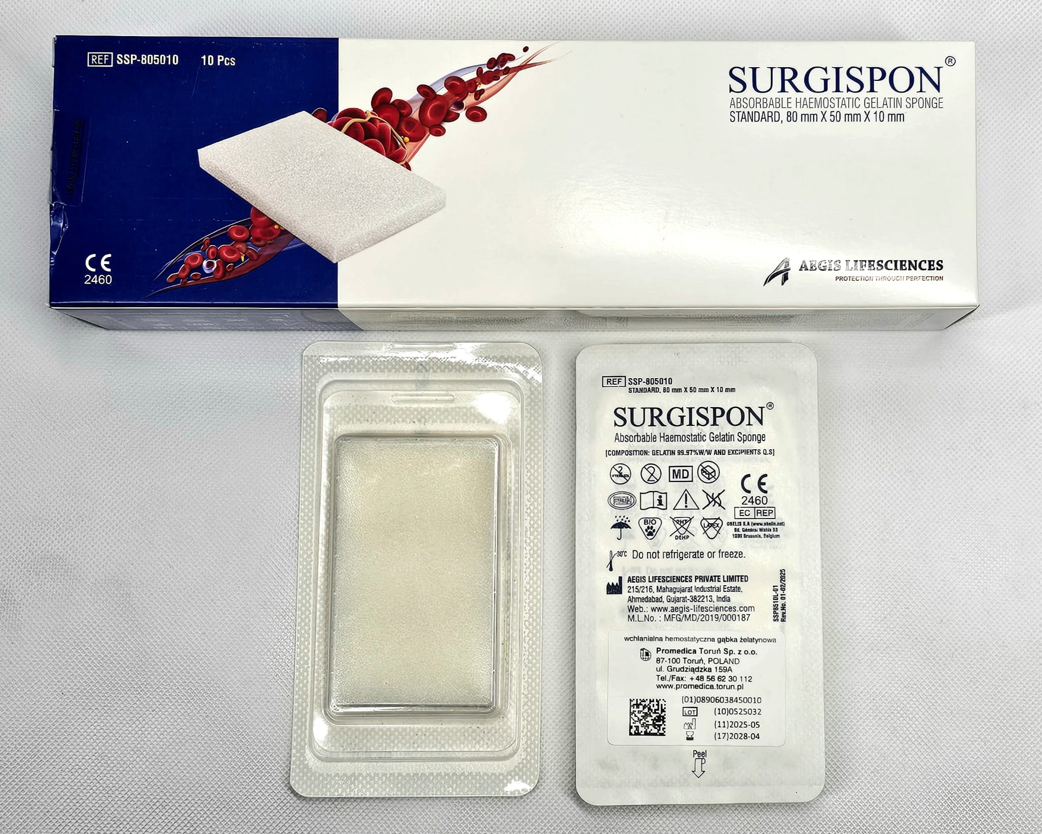 Surgispon 8см*5см*1см 1шт желатинова губка з кровоспинною дією Surgispon 8см*5см*1см 1шт