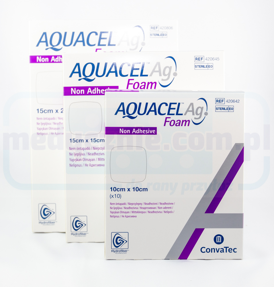 Aquacel Foam Ag неадгезивна багатошарова пінопластова пов'язка 10*10см 1шт - Зображення 2